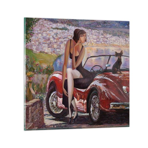 Glastavla - Bild på glas - Sommar? Endast på Rivieran - 30x30 cm