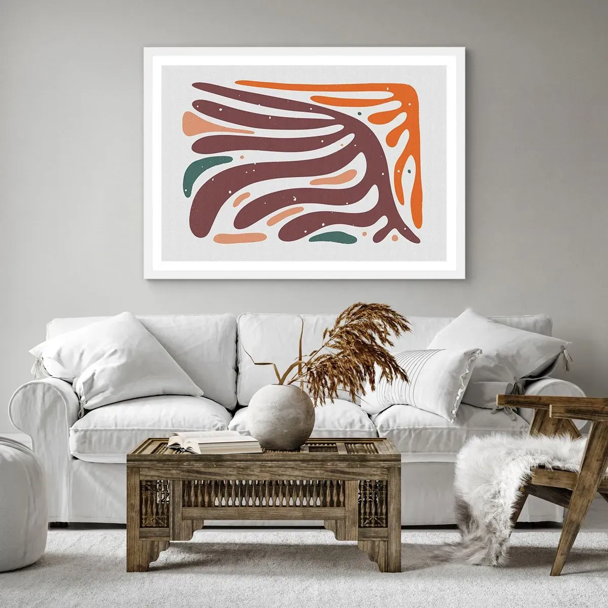 Affisch i vit ram - Strålande organisk komposition - 100x70 cm