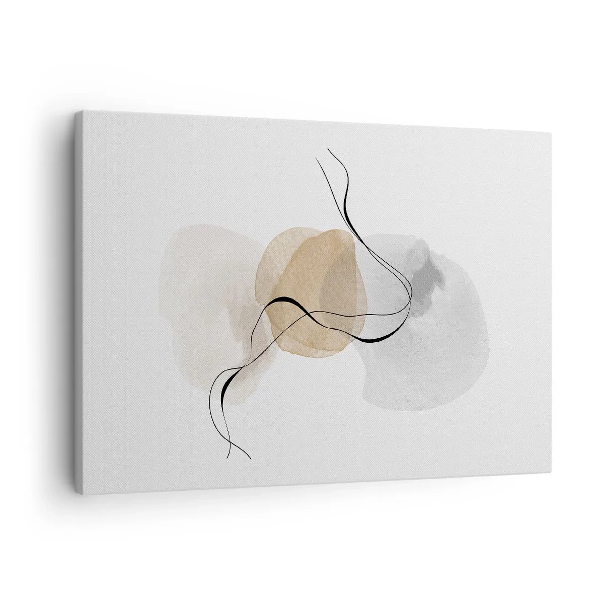 Canvastavla - Bild på duk - Minimalistisk abstraktion i nyanser av beige och grått - 70x50cm - Luftpärlor - Modern väggdekoration för vardagsrum och sovrum ARTTOR