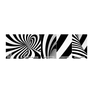 Provbit av självhäftande fototapet Deluxe Sticker - Komposition: dansande rum - Abstraktion, 3D, Svartvitt - 100x30 cm