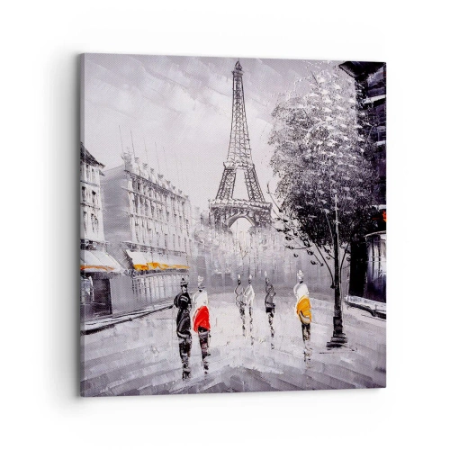 Canvastavla - Bild på duk - Promenad i Paris - 70x70 cm