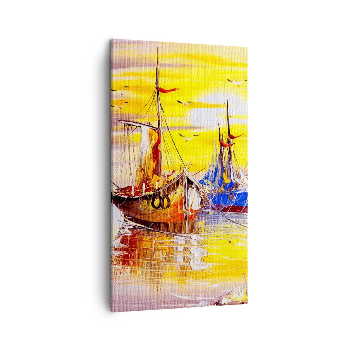 Canvastavla - Bild på duk - Välförtjänt vila i hamnen - 45x80 cm