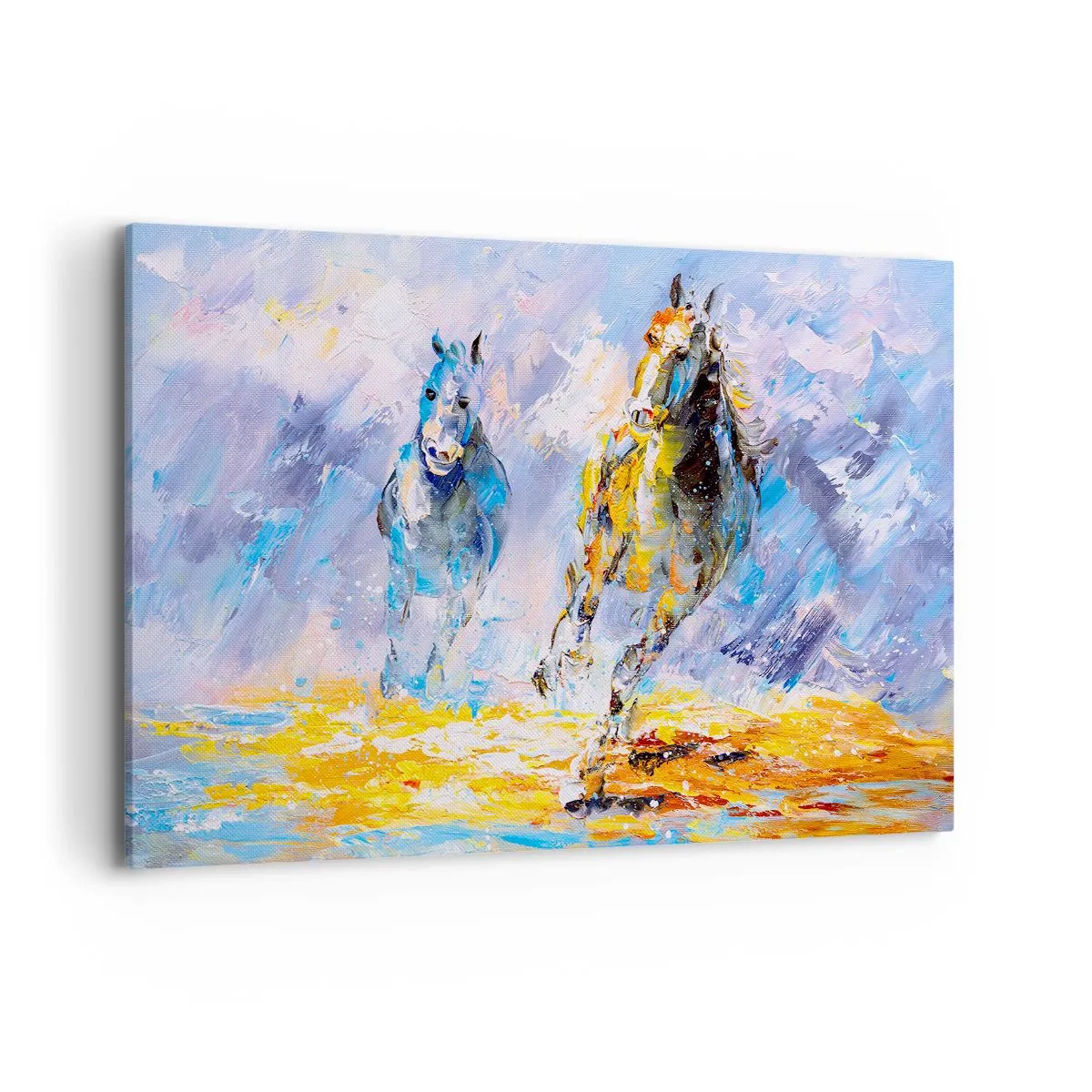 Canvastavla - Bild på duk - Galopp genom skenet - 120x80 cm