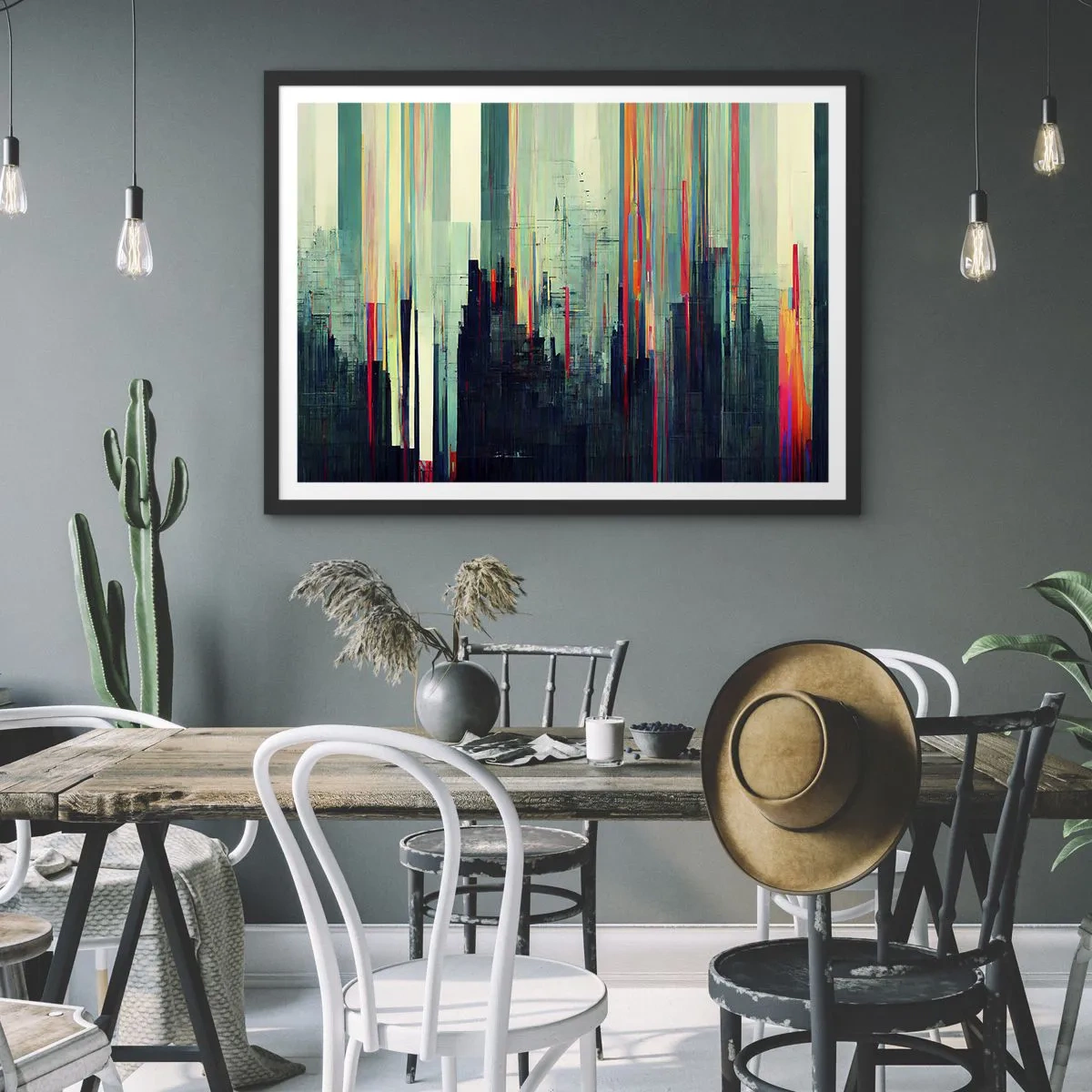 Affisch i svart ram - Futuristisk stad - 70x50 cm
