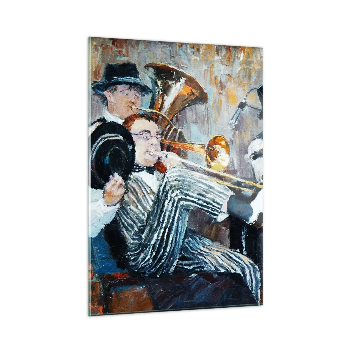 Glastavla - Bild på glas - Hela den jazzmusiken - 50x70 cm