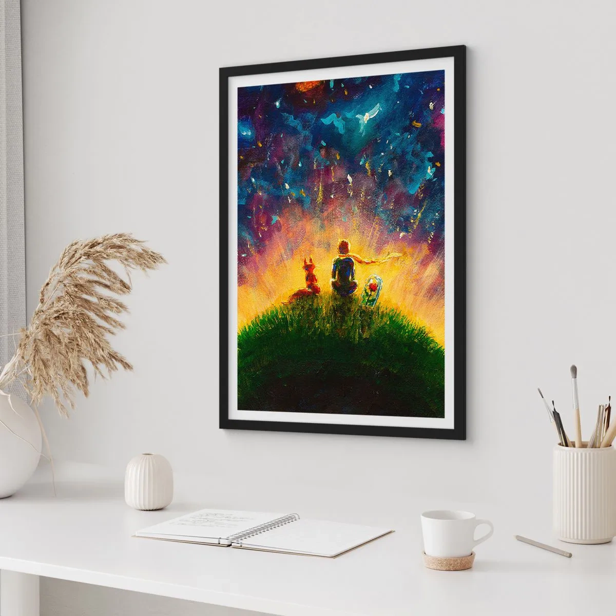 Affisch i svart ram - Kärlek och vänskap - hela världen - 70x100 cm