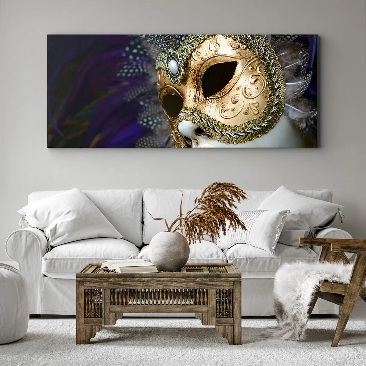 Canvastavla - Bild på duk - Venedigporträtt i guld - 90x30 cm