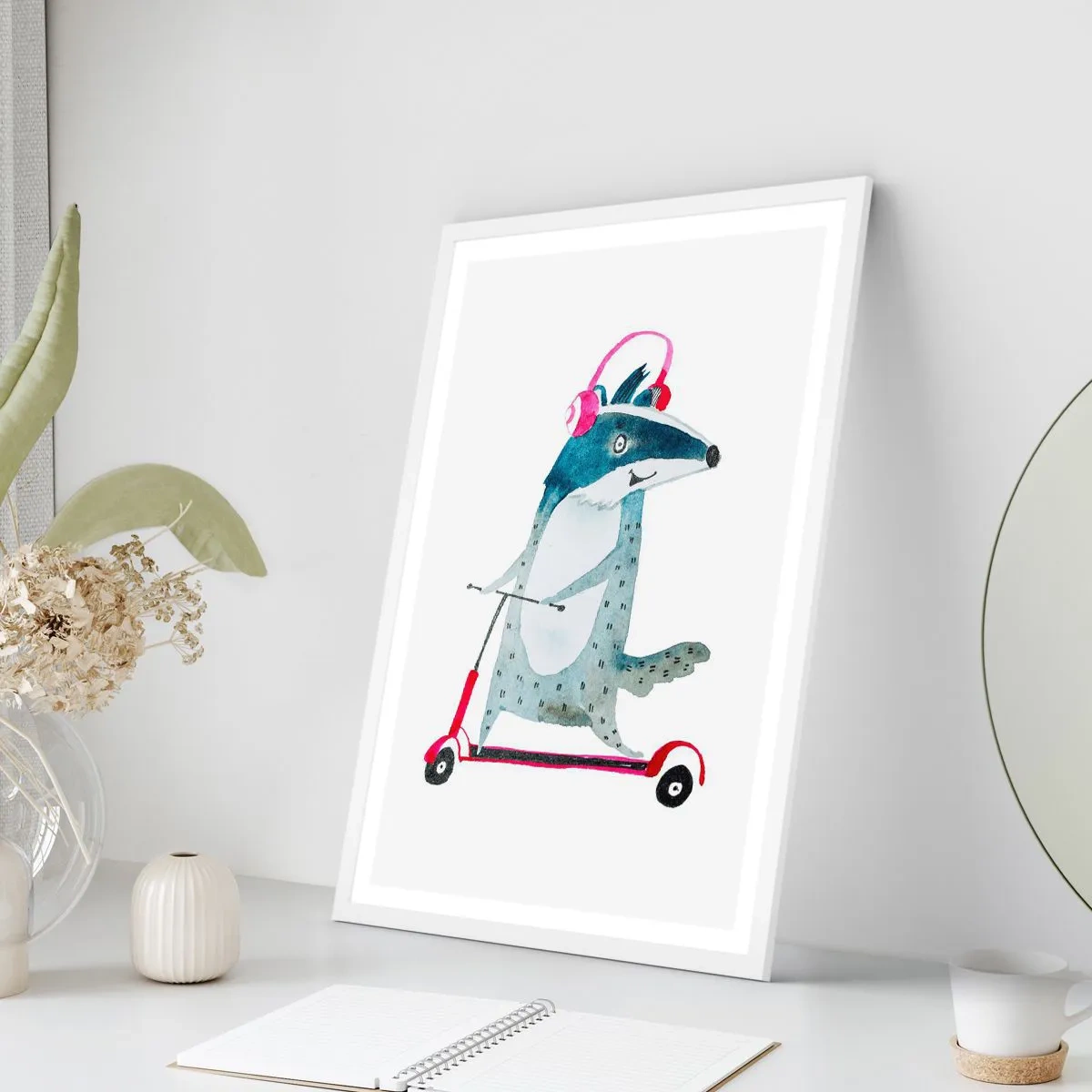 Affisch i vit ram - Grävlingens glädje - 70x100 cm