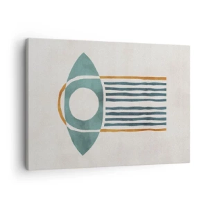 Canvastavla - Bild på duk - Geometriskt mönster i nyanser av grönt och orange - 70x50cm - Tecken och ritualer - Modern väggdekoration för vardagsrum och sovrum ARTTOR