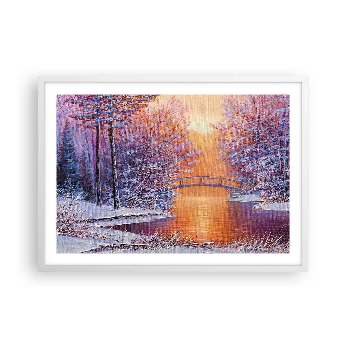 Affisch i vit ram - Låt oss mötas här - 70x50 cm