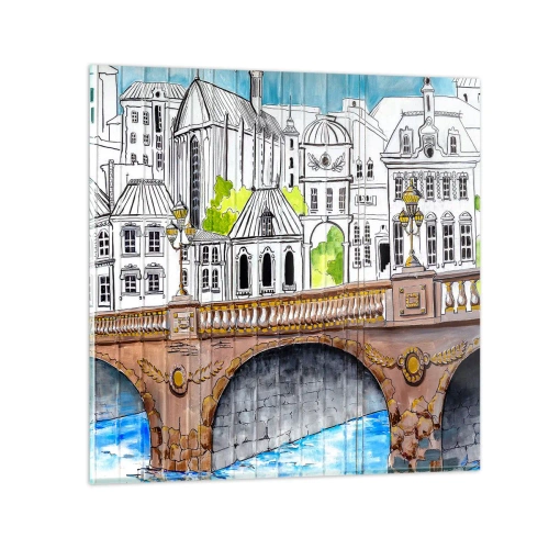 Glastavla - Bild på glas - Stad som målad - 60x60 cm