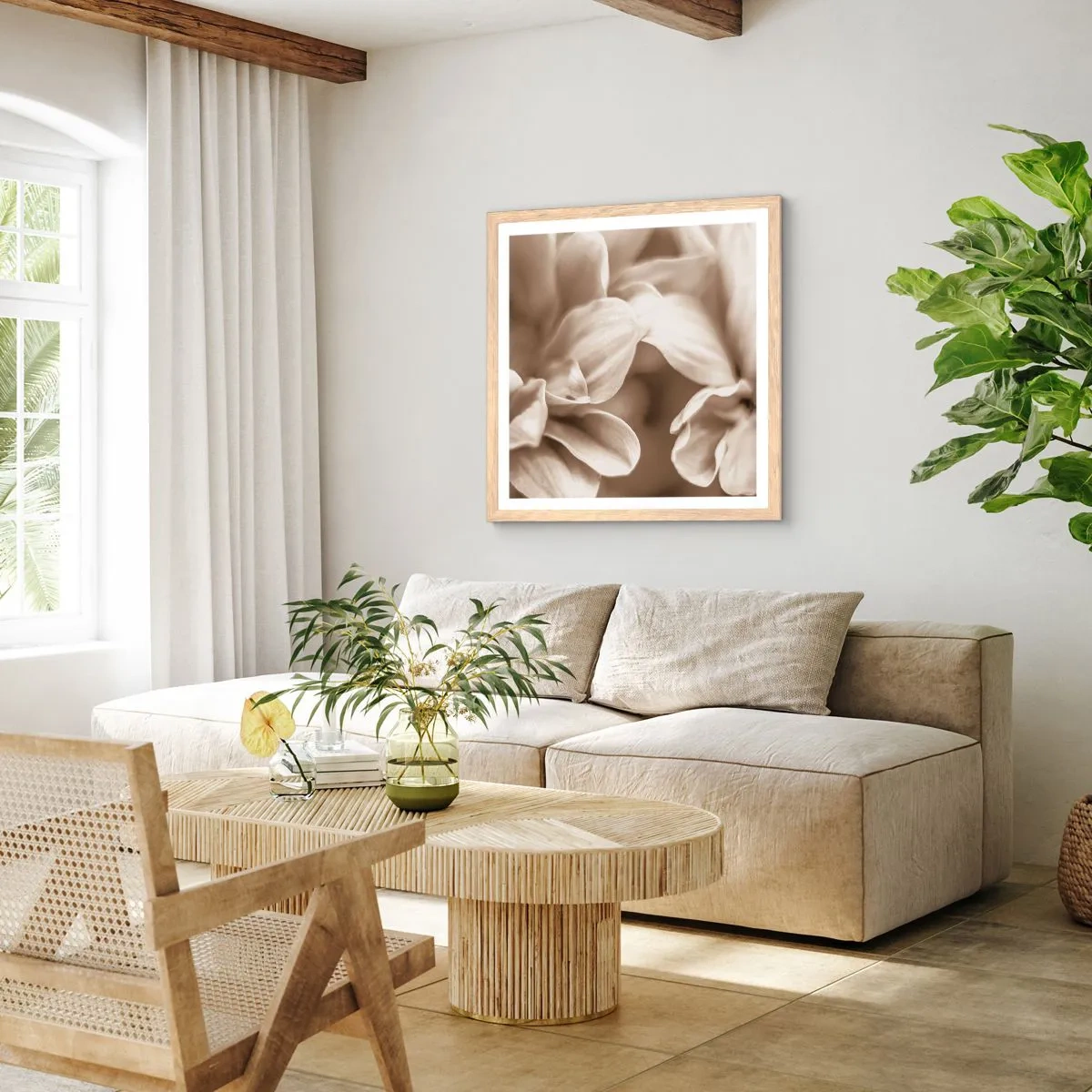 Affisch i ram av ljusek - Milda som ett leende - 60x60 cm