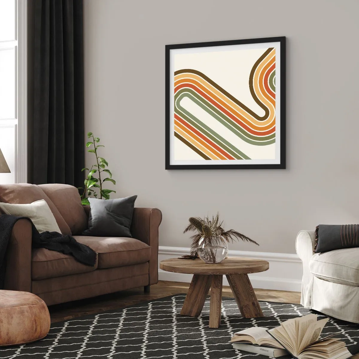 Affisch i svart ram - Zig-zack mot målet - 50x50 cm