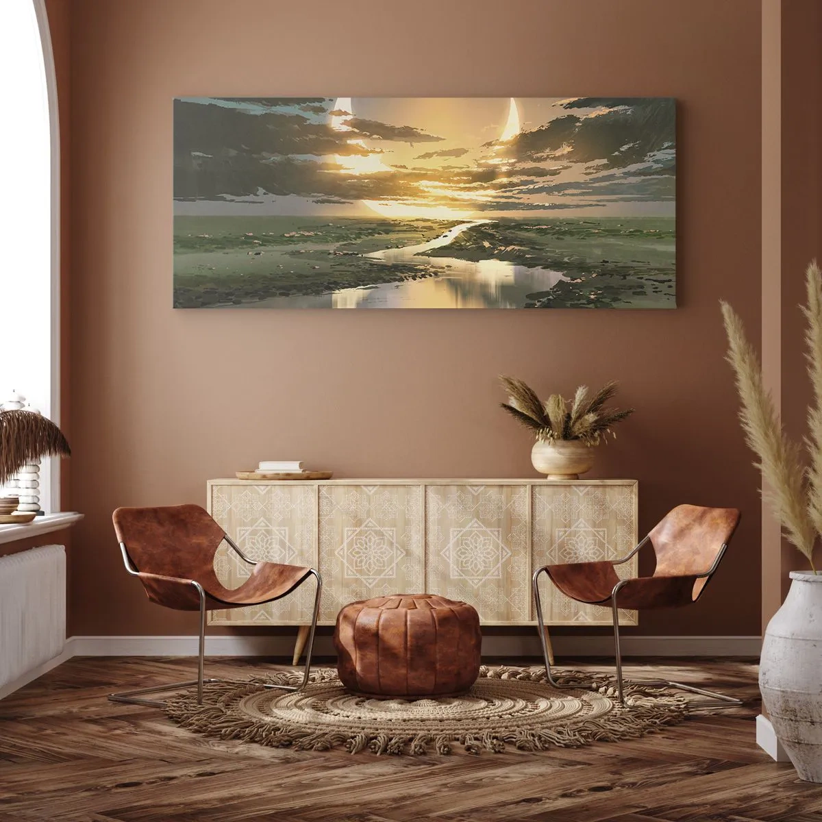 Canvastavla - Bild på duk - Någonstans i en avlägsen galax - 140x50 cm