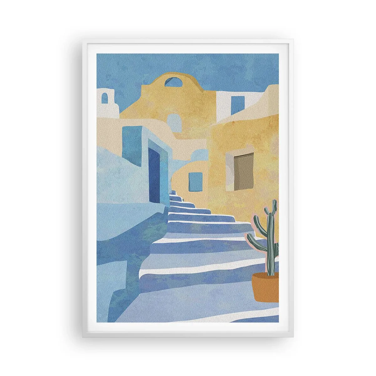 Affisch i vit ram - En dag i en arabisk stad - 70x100 cm