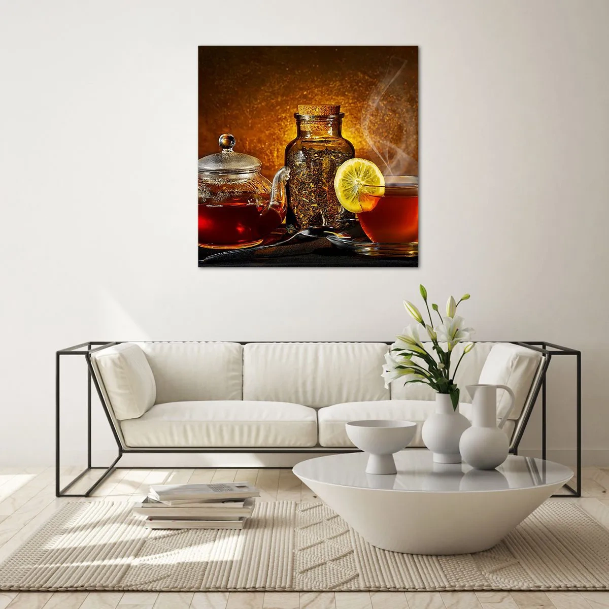Glastavla - Bild på glas - I holländska mästarnas stil - 60x60 cm