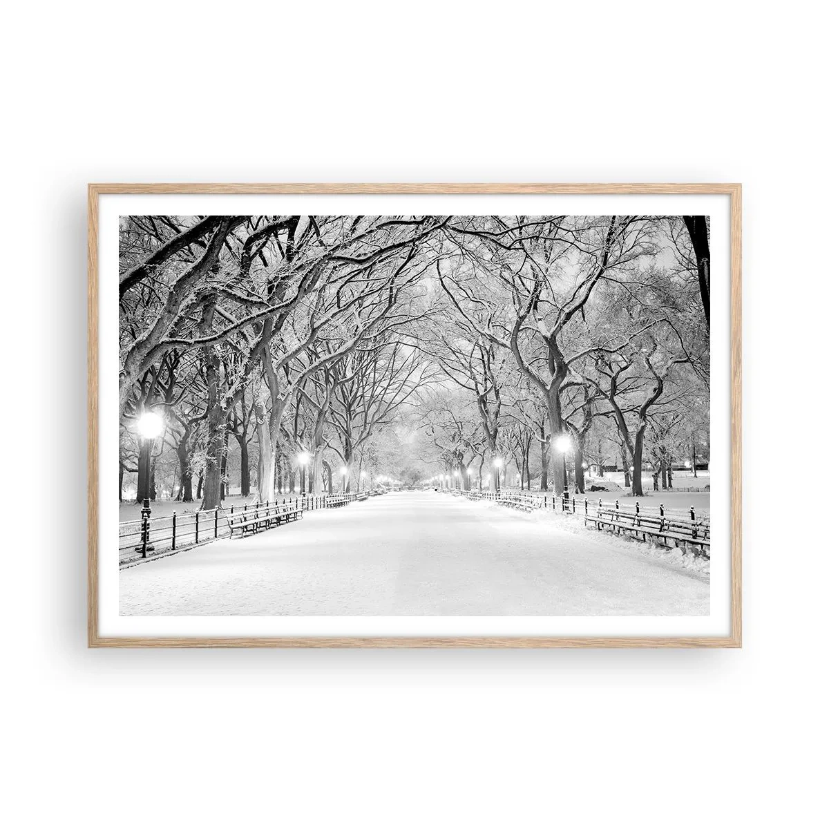 Affisch i ram av ljusek - De fyra årstiderna - vinter - 100x70 cm