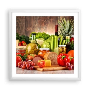 Affisch i vit ram - Rökt, ugnstekt, marinerad - 50x50 cm