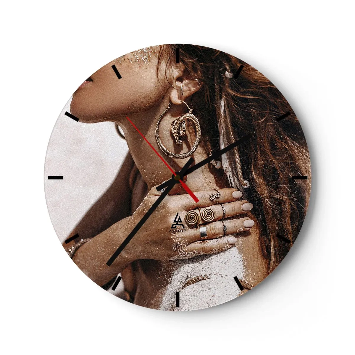 Väggklocka - Klocka på glas - Vilda strandens drottning - 40x40 cm