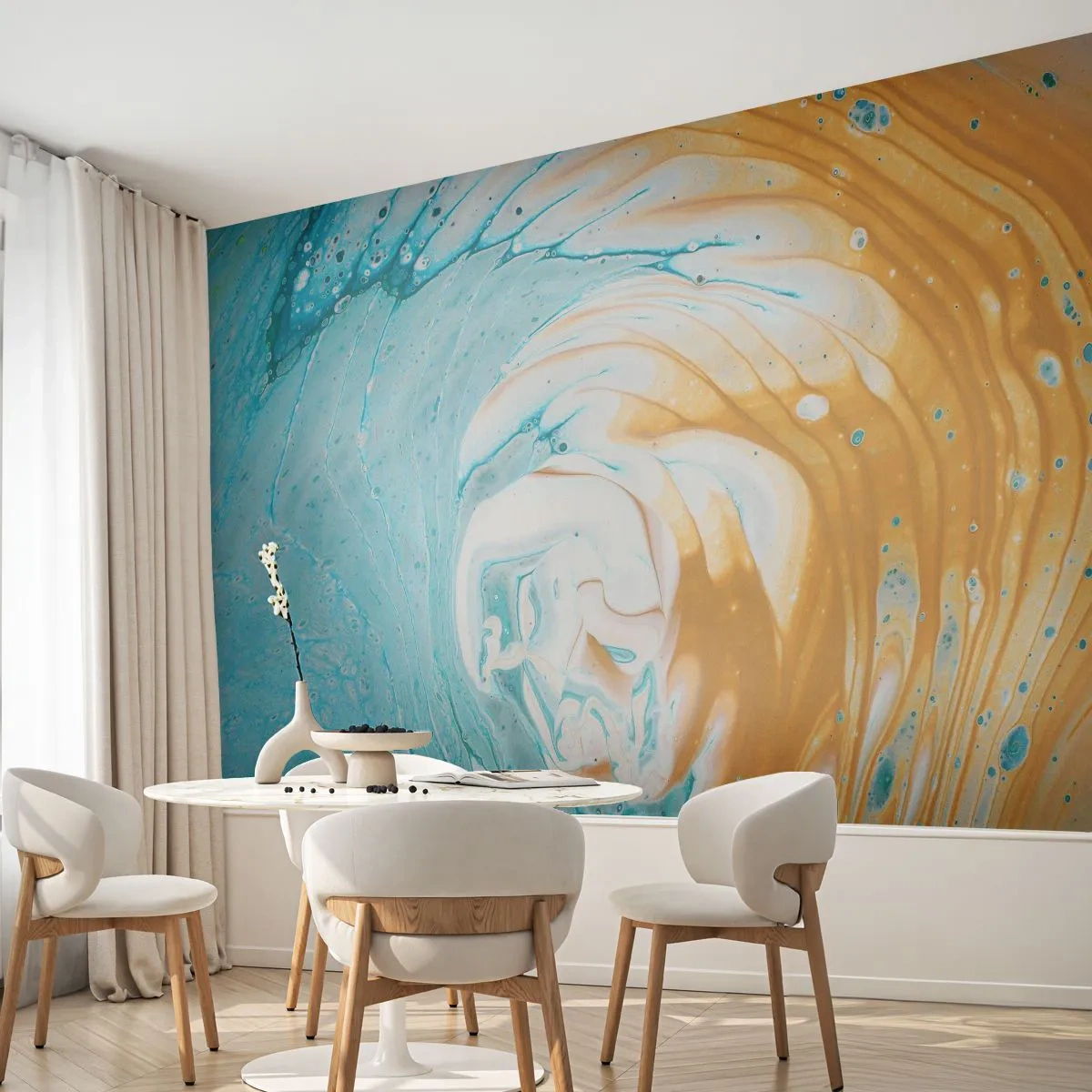 Självhäftande Fototapet Deluxe Sticker - Pastellfärgad virvel - Abstraktion, Bit, Modern konst - 500x350 cm