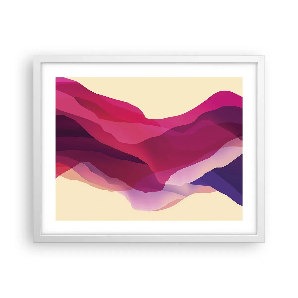 Affisch i vit ram - Purpurfärgade vågor - 50x40 cm
