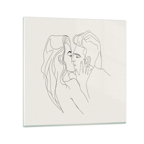 Glastavla - Bild på glas - I kärlekens famn - 70x70 cm