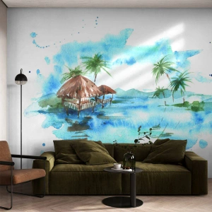 Fototapet Standard Eco - Någonstans i Stilla havet - Landskap, Ö, Palmer - 200x140 cm