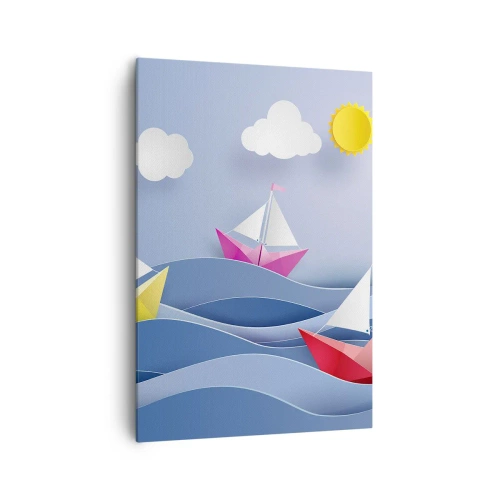 Canvastavla - Bild på duk - Det är så skönt att gunga bland vågorna - 70x100 cm