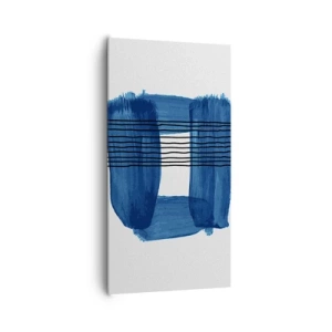 Canvastavla - Bild på duk - Svart-blå komposition - 65x120 cm