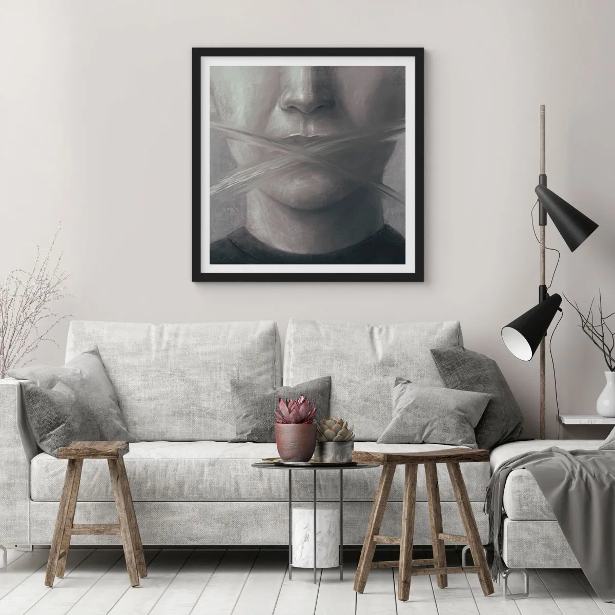 Affisch i svart ram - Inte ett ord - 30x30 cm