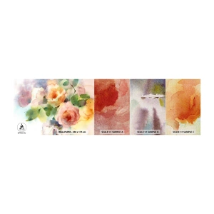 Provbit av fototapet Premium Canvas - Delikat som en akvarell - Blommor, Rosor, Bukett - 100x30 cm