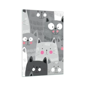 Glastavla - Bild på glas - Katternas värld - 70x100 cm