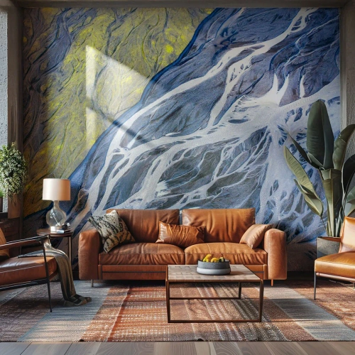 Självhäftande Fototapet Deluxe Sticker - Naturens grottmålningar - Abstraktion, Bit, glaciär - 350x256 cm