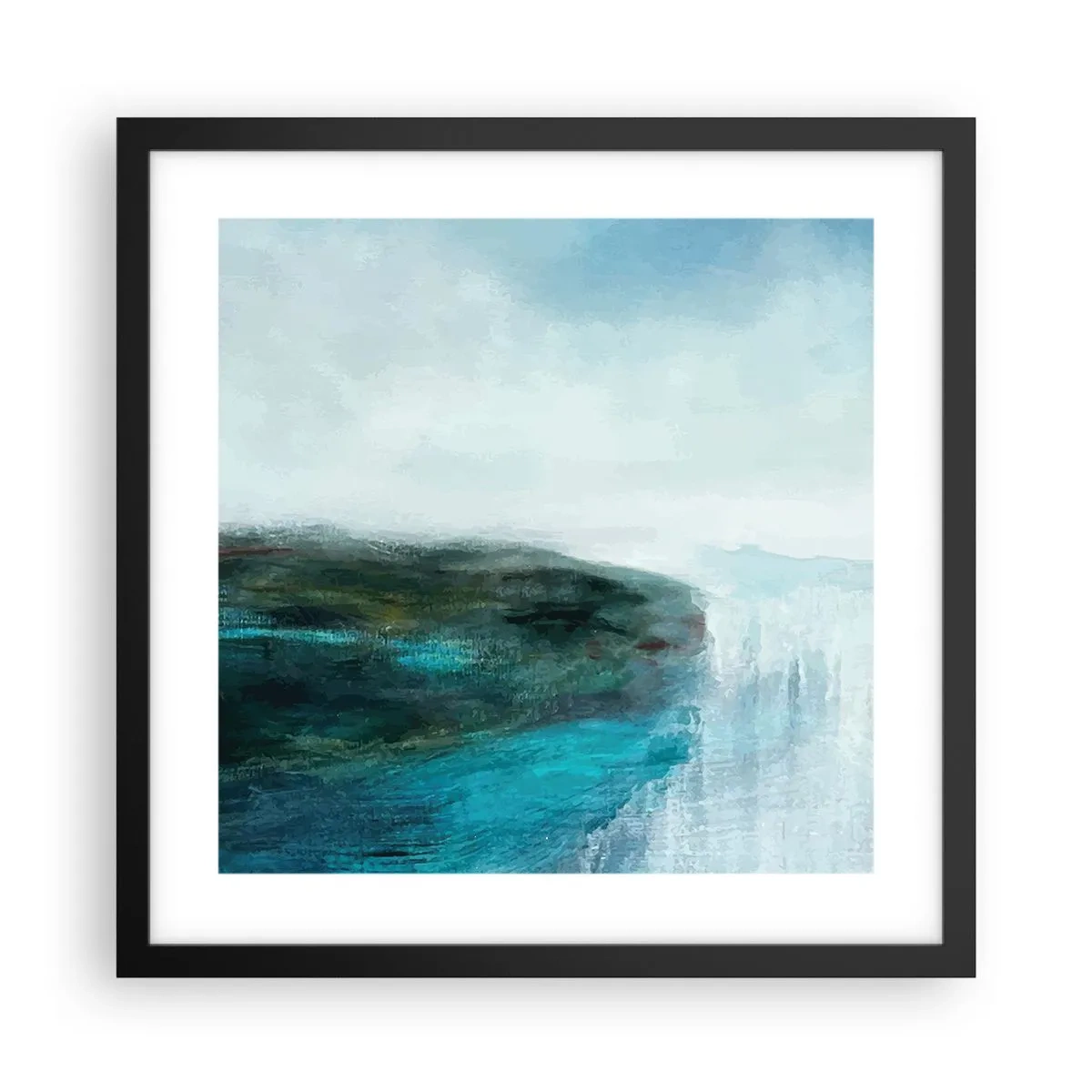 Affisch i svart ram - Marin abstraktion - 40x40 cm