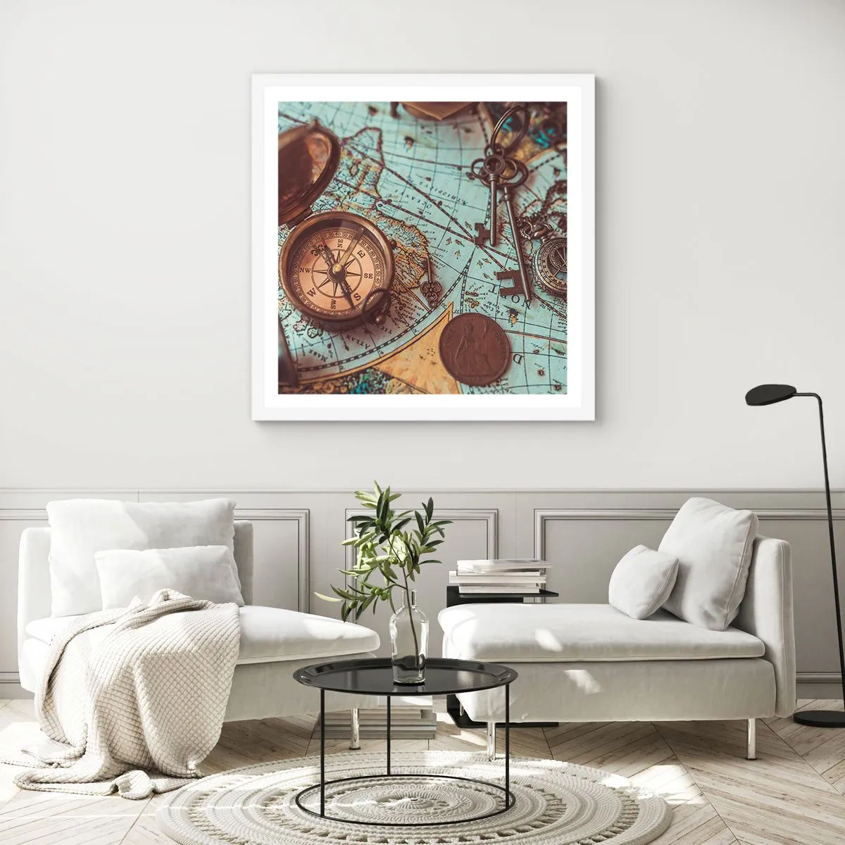 Affisch i vit ram - För äventyrare - 60x60 cm