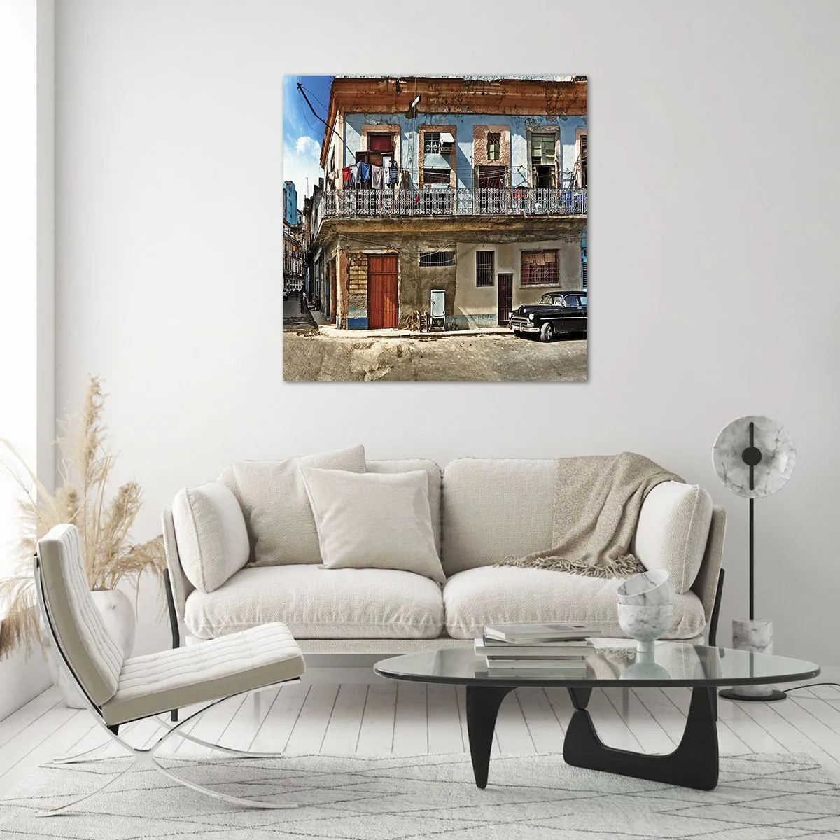 Glastavla - Bild på glas - Havana stämning - 70x70 cm