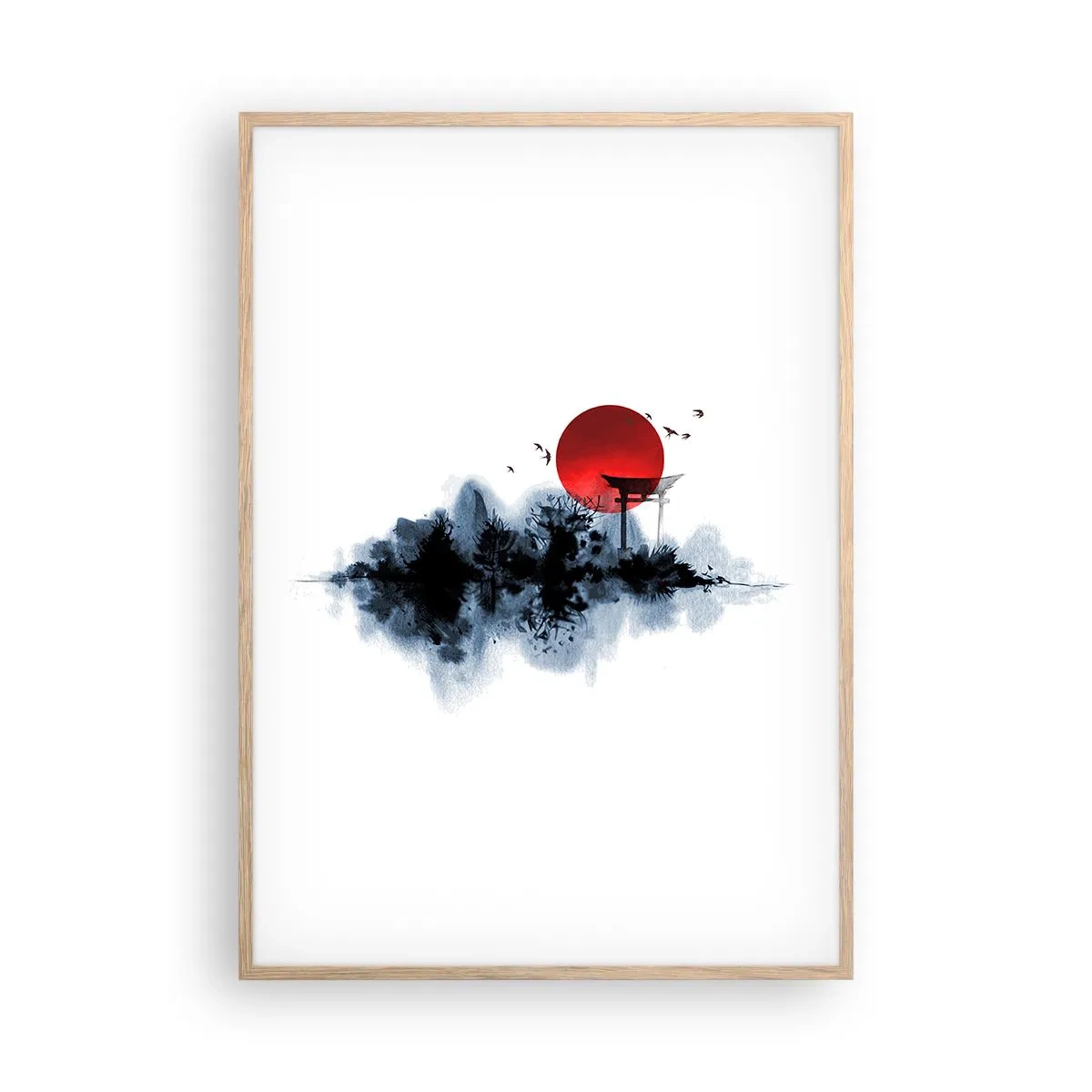 Affisch i ram av ljusek - Japansk utsikt - 70x100 cm