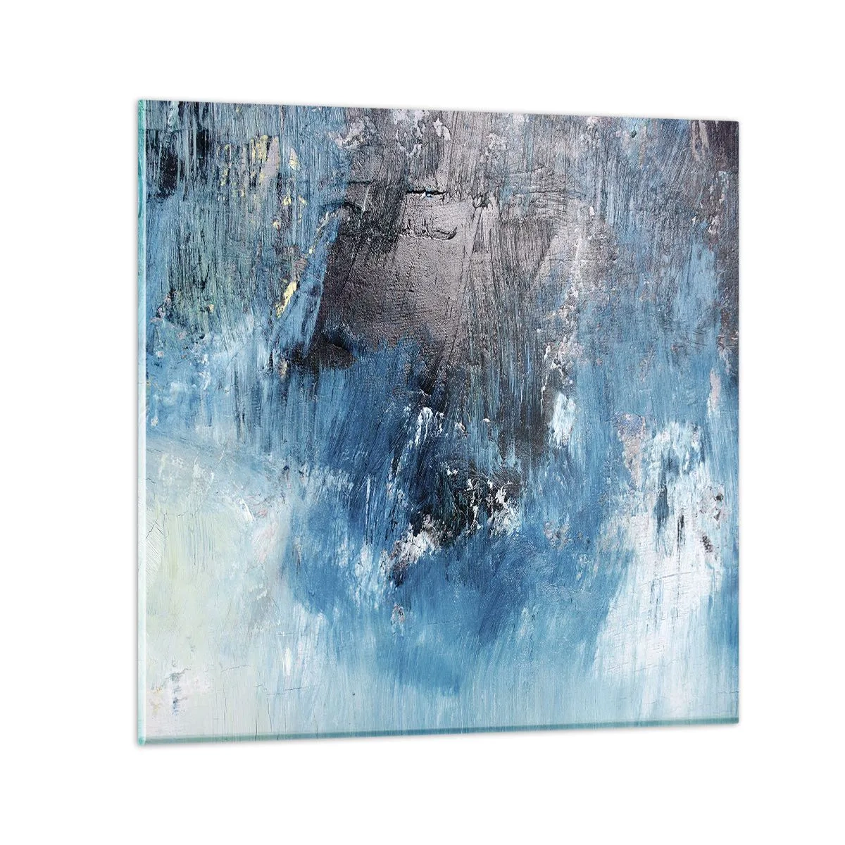 Glastavla - Bild på glas - Blå rapsodi - 30x30 cm