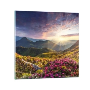 Glastavla - Bild på glas - Fjällmorgonens fräschhet - 30x30 cm