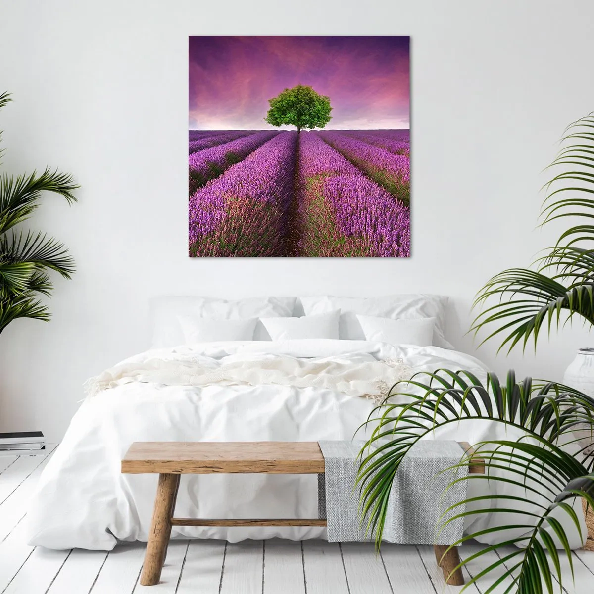 Canvastavla - Bild på duk - På lavendelåkrarna - 30x30 cm