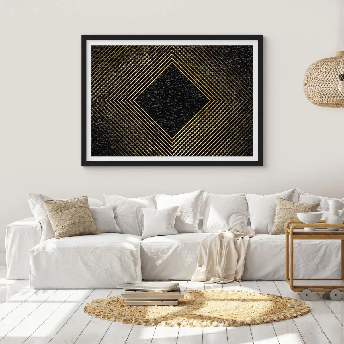 Affisch i svart ram - Geometri i glamourstil - 50x40 cm