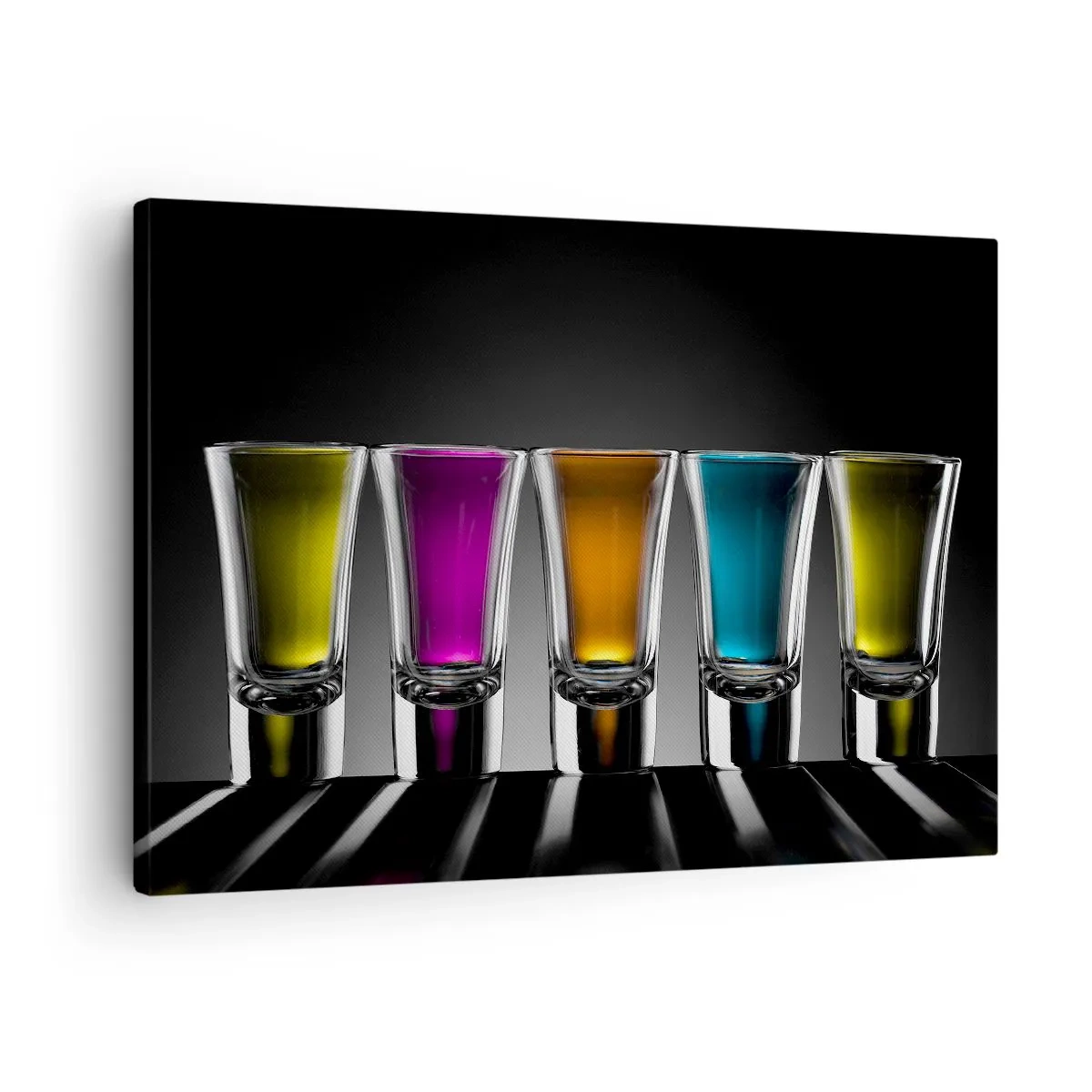 Canvastavla - Bild på duk - Färgglada glasögon på svart bakgrund - 70x50cm - Glädjen färger - Modern väggdekoration för vardagsrum och sovrum ARTTOR