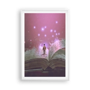 Affisch i vit ram - Inbjudan till en annan värld - läs! - 61x91 cm