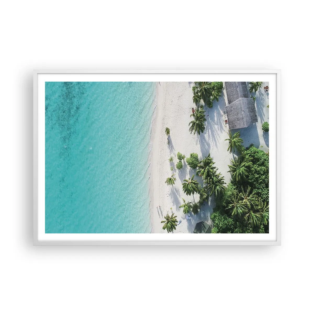 Affisch i vit ram - Semester i paradiset - 100x70 cm
