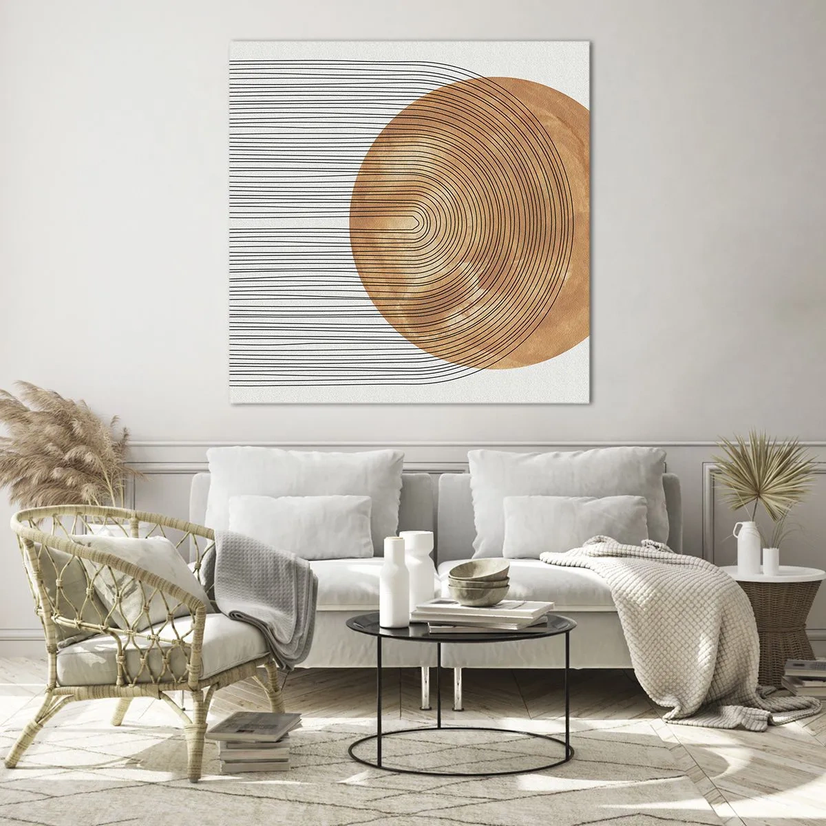 Glastavla - Bild på glas - En solig komposition - 70x70 cm