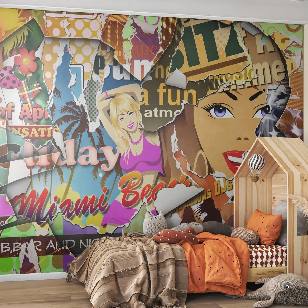 Självhäftande Fototapet Deluxe Sticker - Sommarens återblickar - Graffiti, Väggmålning, Måla Collage - 250x175 cm