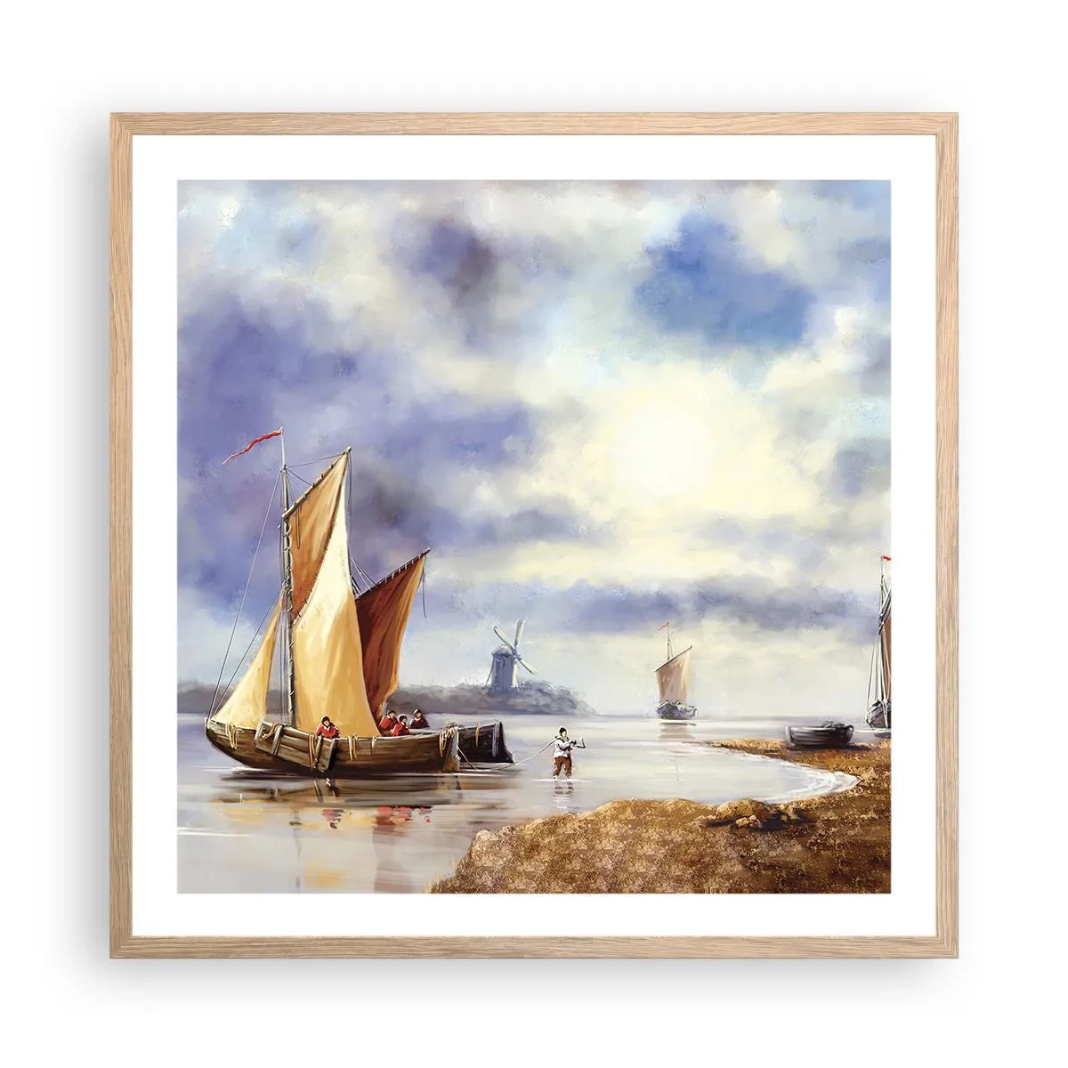 Affisch i ram av ljusek - Seglarnas hemkomst - 60x60 cm