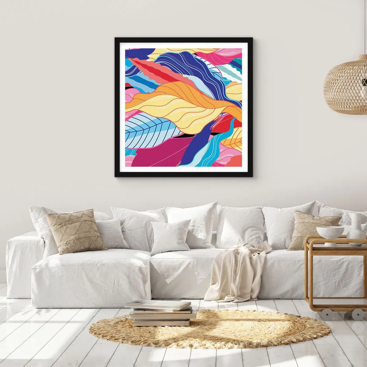 Affisch i svart ram - Färgglad röra - 60x60 cm