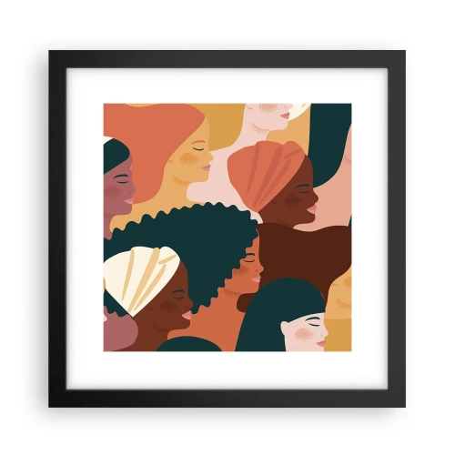 Affisch i svart ram - Endast kvinnlighet - 30x30 cm