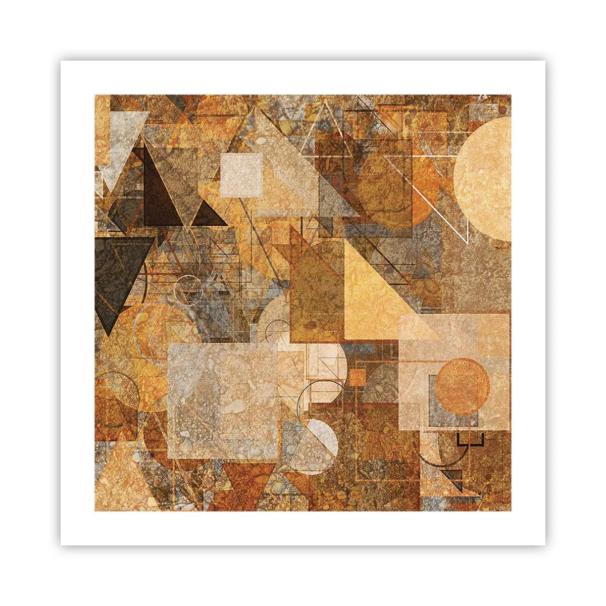 Affisch - Kubistisk studie i brun - 50x50 cm